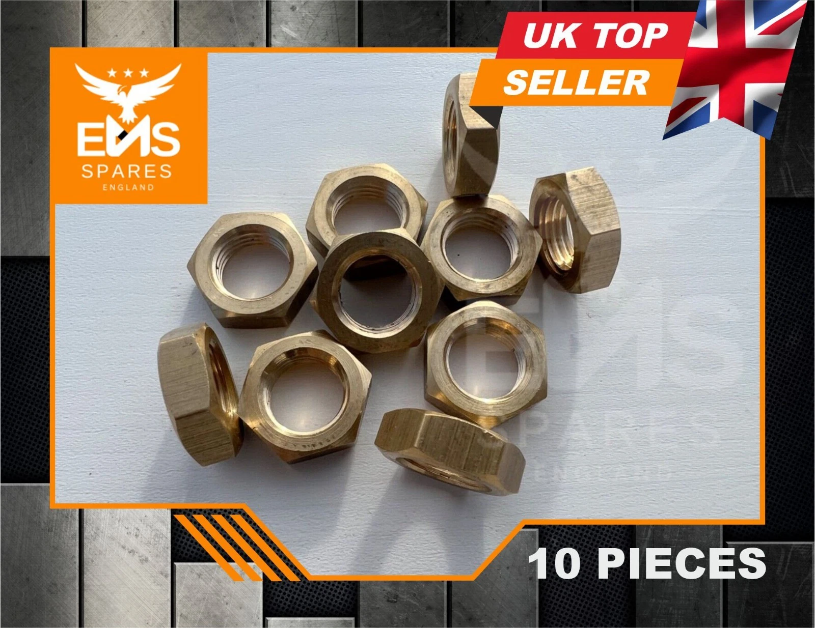 EMS-ALNB1 3/8" UNF brass half lock nut for brake fittings - 10