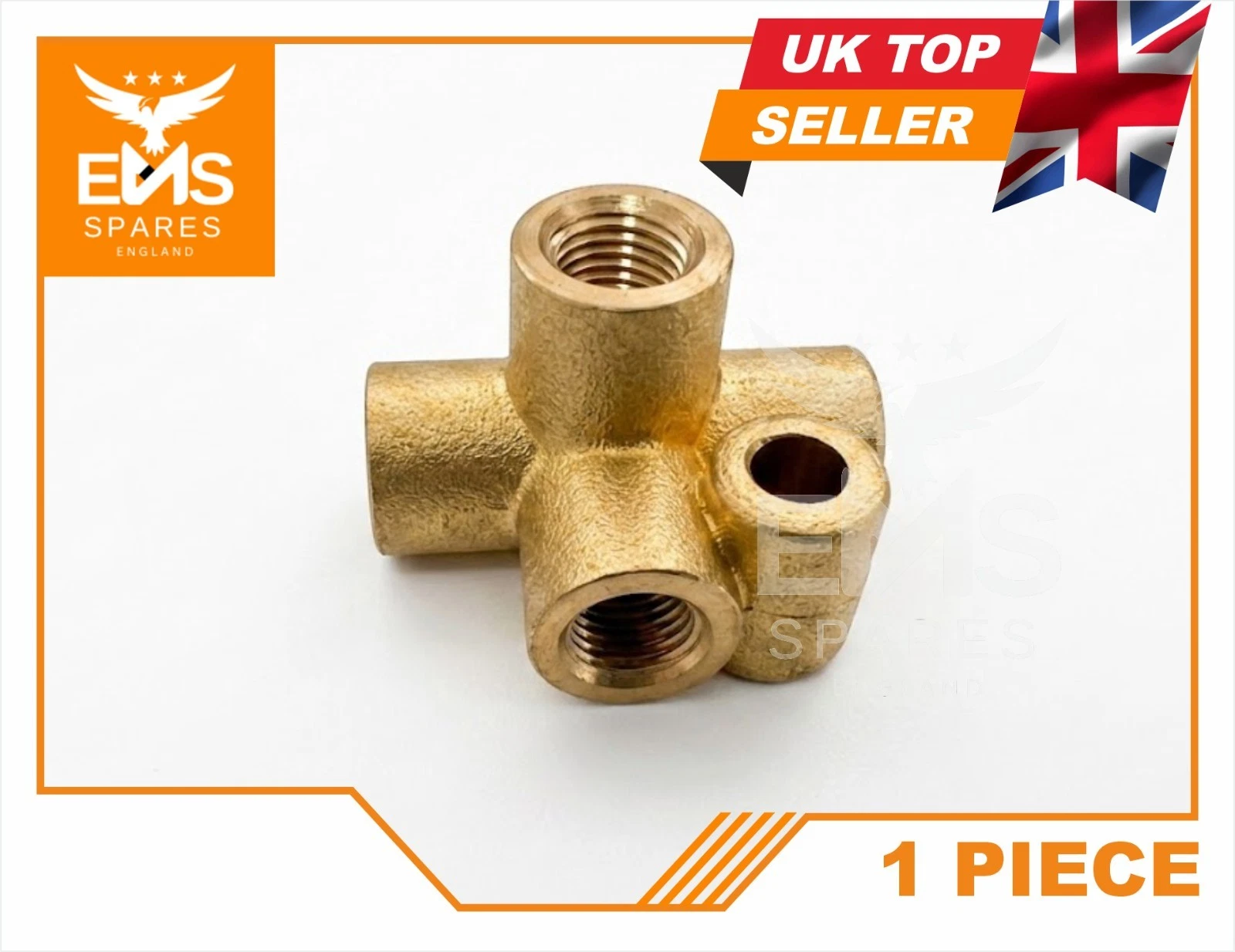 EMS-A31 3/8" UNF brass 4-way union dimension drawing