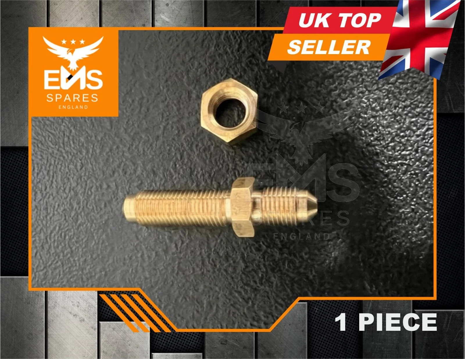 EMS-A107 3/8" UNF brass bulkhead brake union with half nut