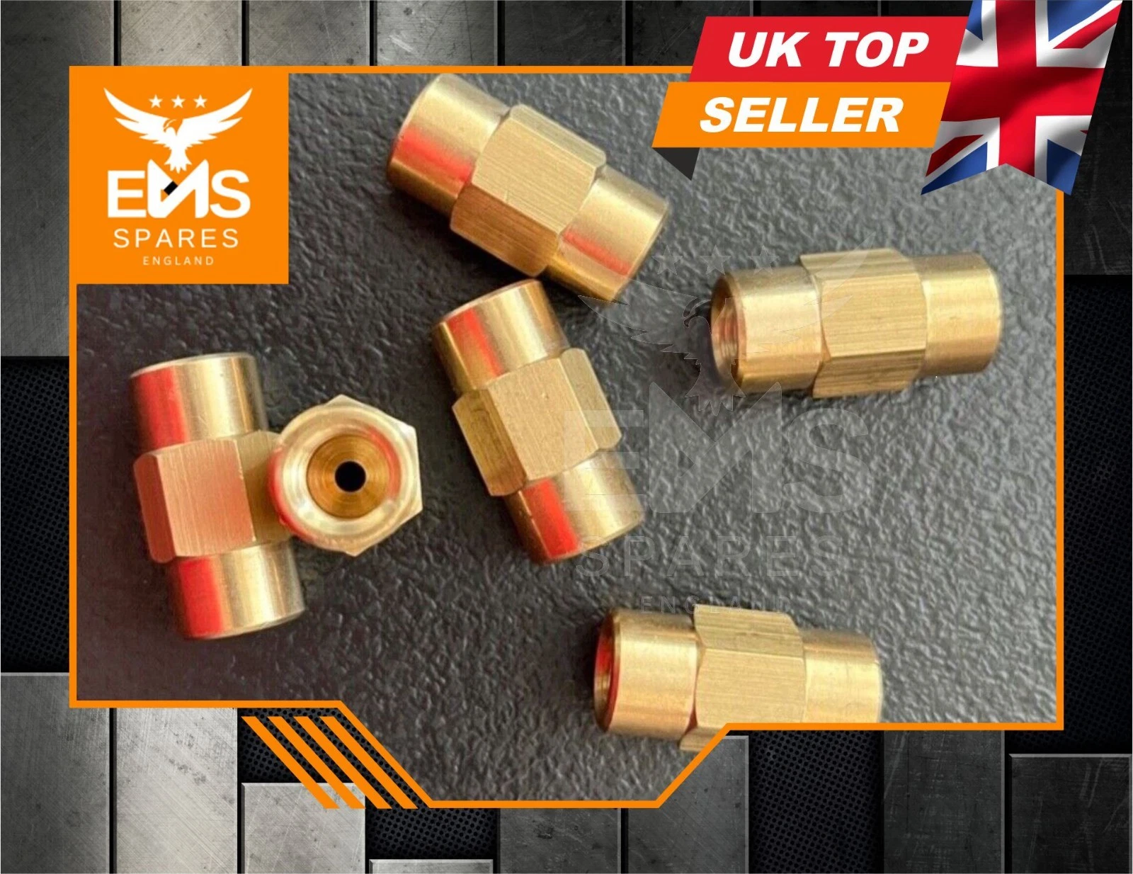 EMS-A20 3/8" UNF female-female inline brass brake pipe joiner - view 3