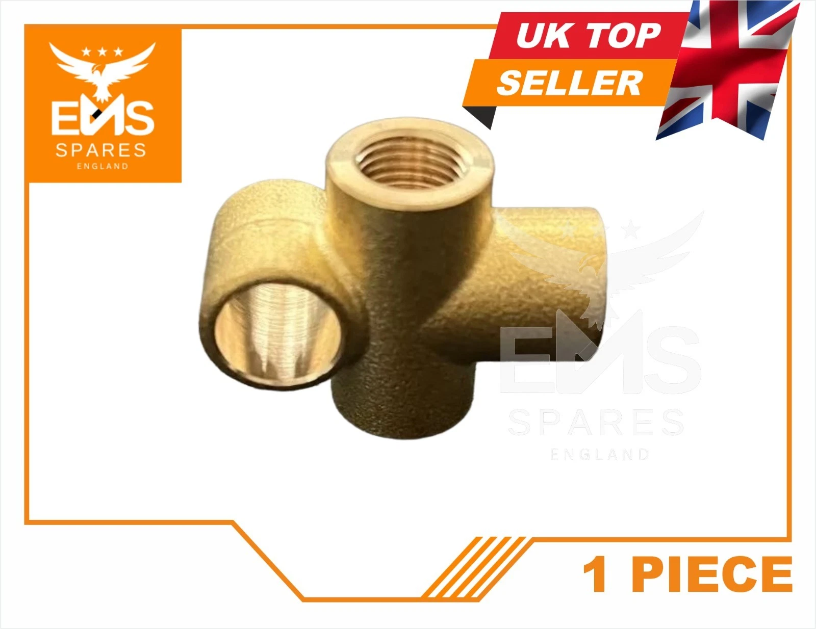 EMS-A30s 3/8" UNF small brass 3-way T-piece dimension drawing