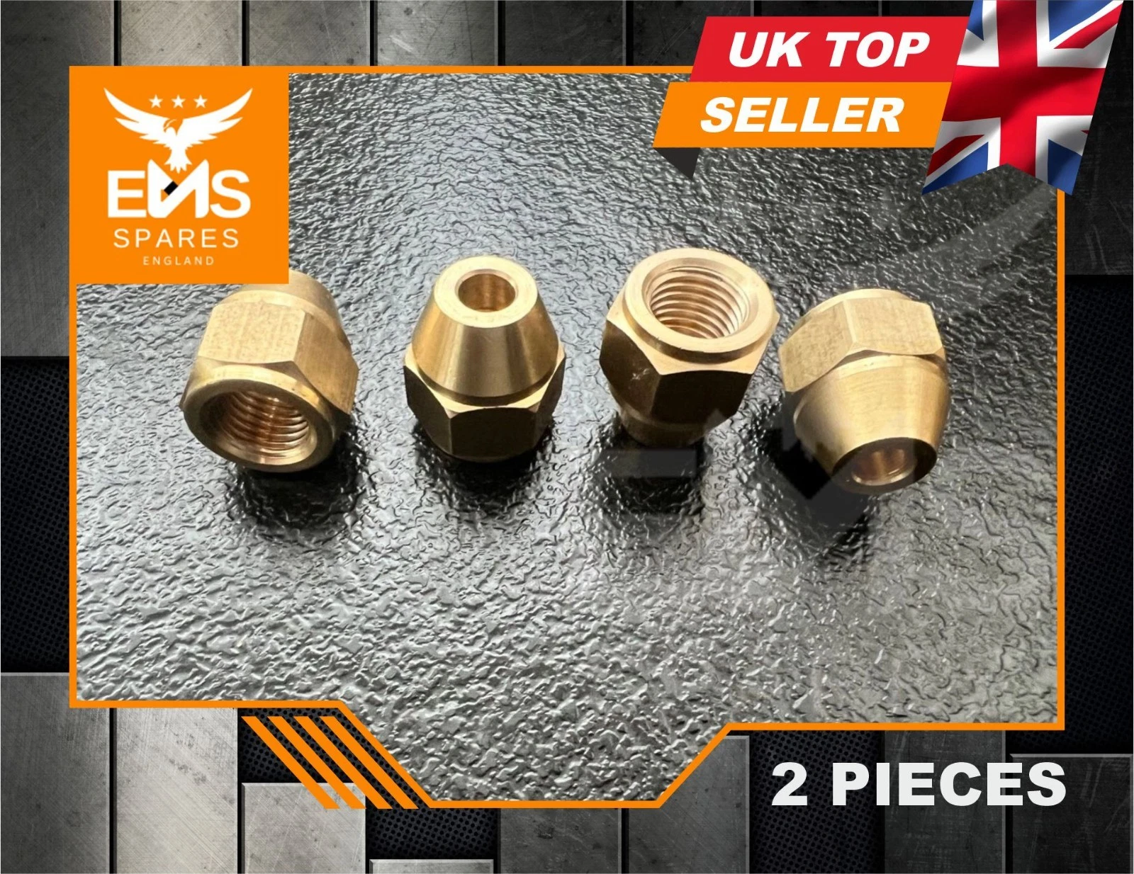 EMS-A7A 7/16" UNF x 20 female brass brake pipe union for 3/16" pipe - pack of 2