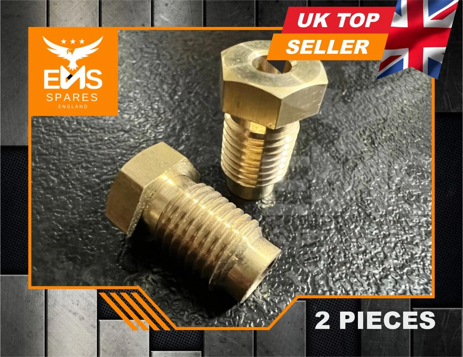 EMS-A7 7/16" UNF x 20 male brass brake pipe union for 3/16" pipe - pack of 2