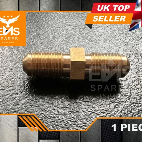 EMS-A19 7/16" UNF male-male inline brass brake connector - 1