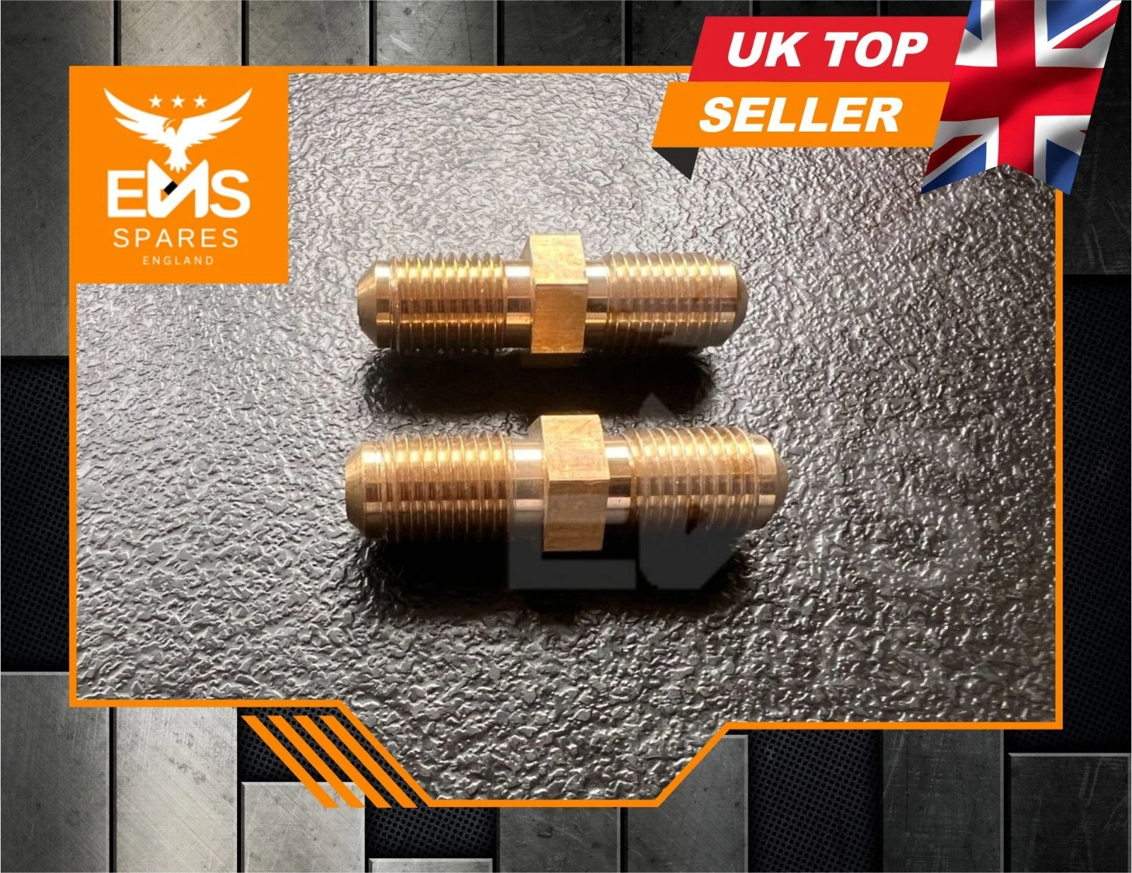 EMS-A19 7/16" UNF male-male inline brass brake connector - view 2