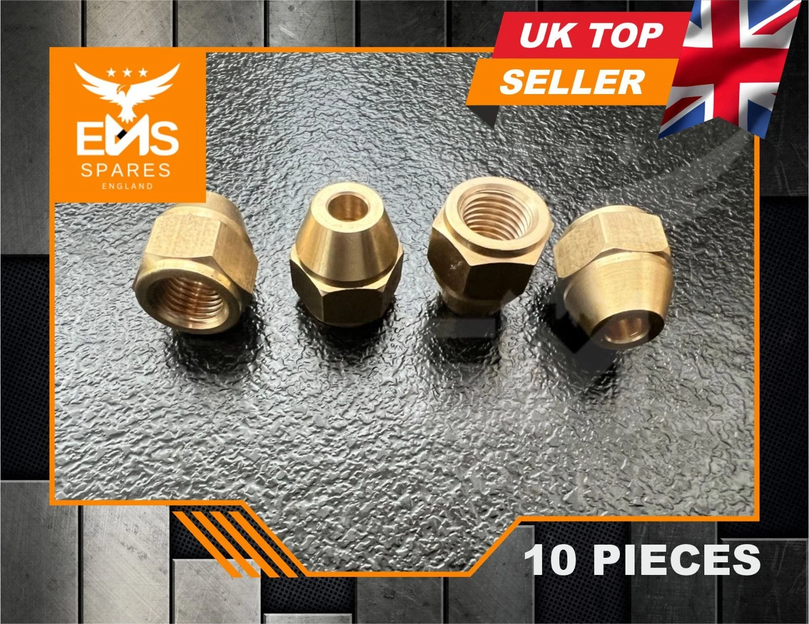 EMS-A3A 3/8" BSF female brass brake pipe union for 3/16" pipe - 10 Unions