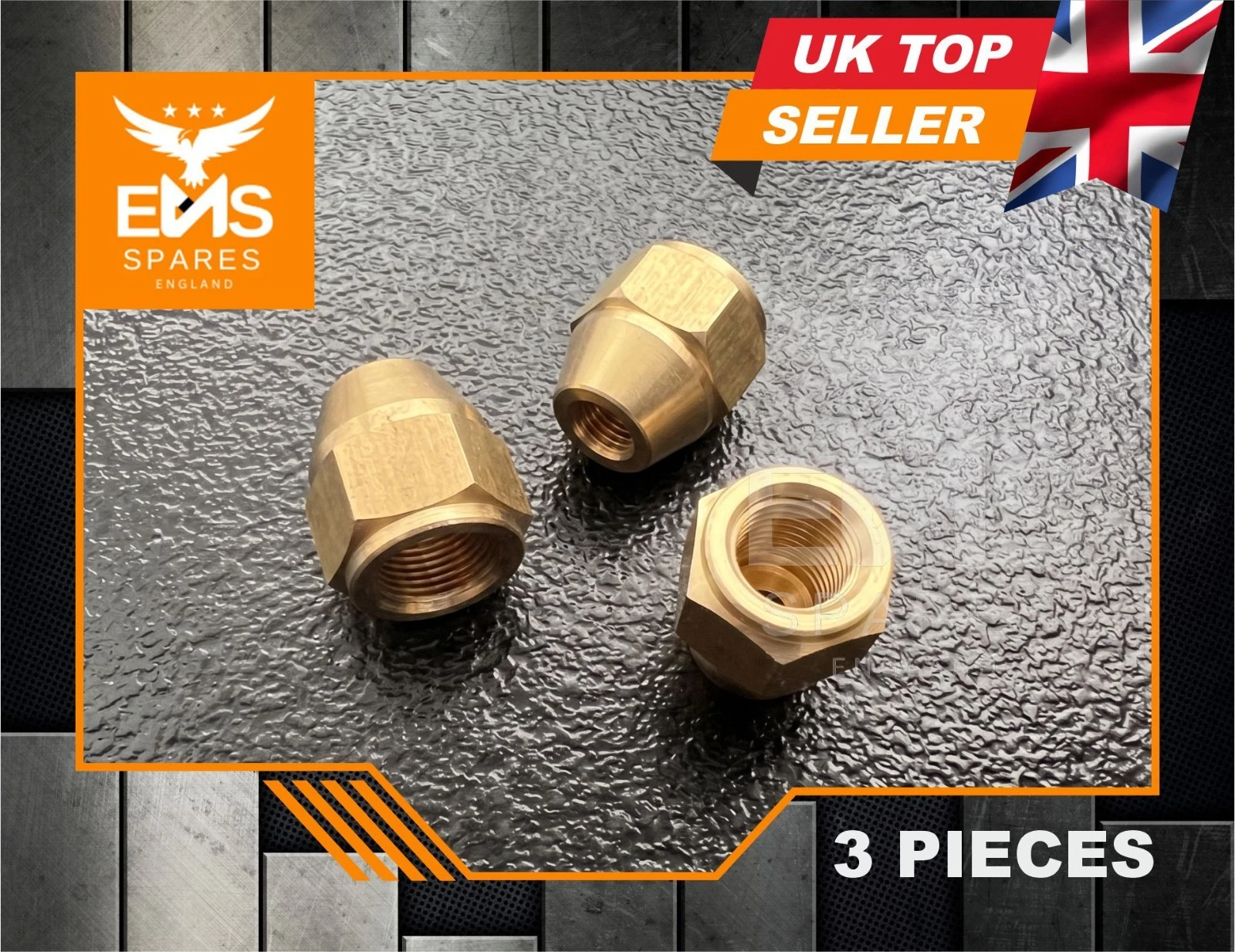 EMS-A3A 3/8" BSF female brass brake pipe union for 3/16" pipe - 3 Unions