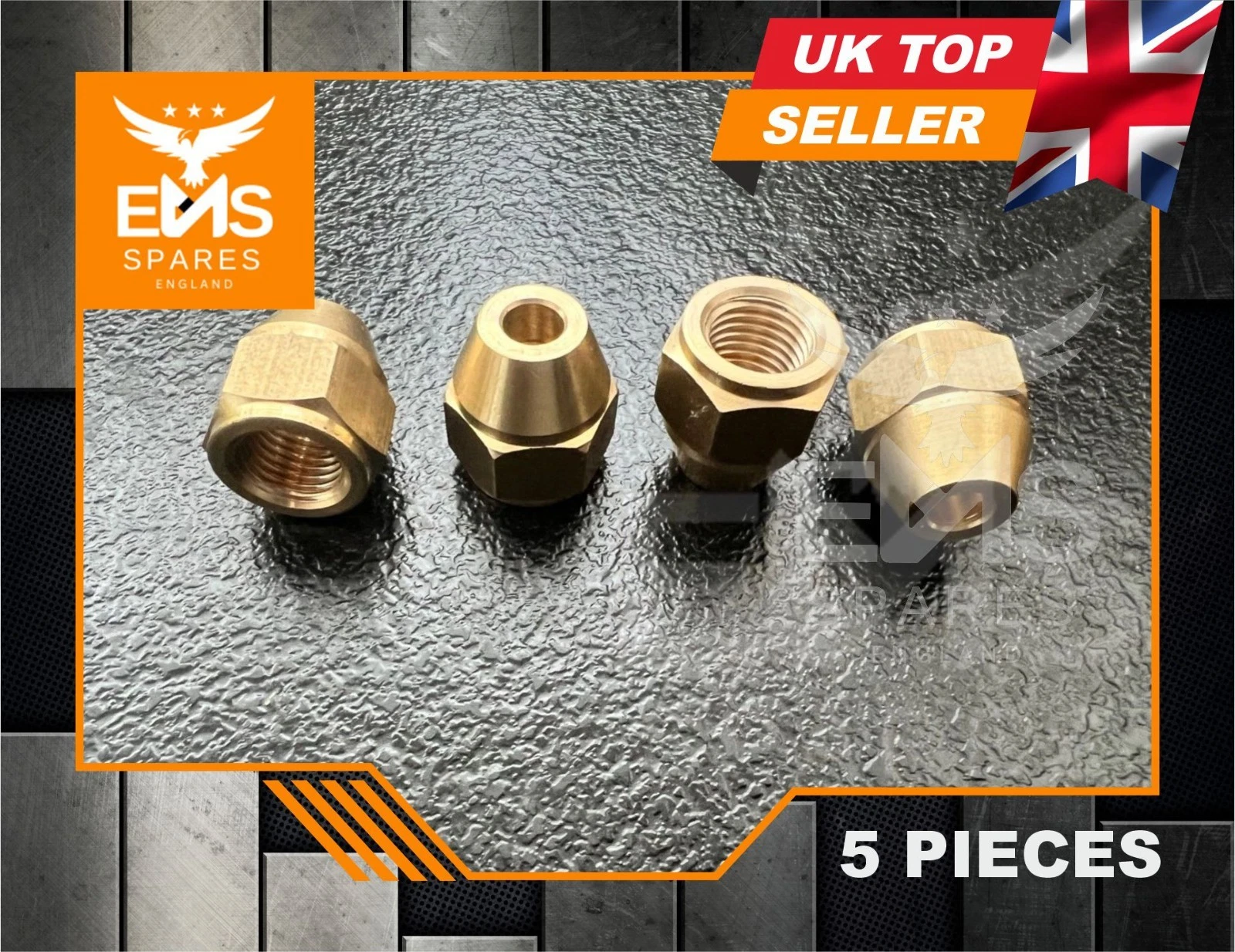 EMS-A3A 3/8" BSF female brass brake pipe union for 3/16" pipe - 5 Unions
