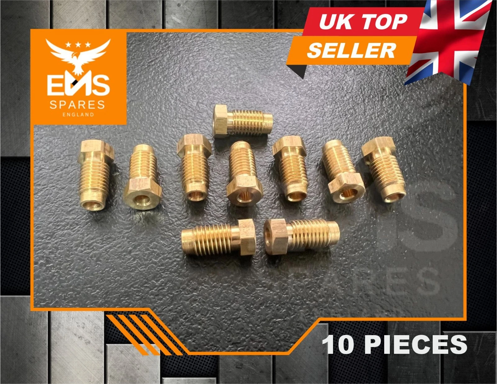 EMS-A3 3/8" BSF male brass brake pipe union for 3/16" pipe - 10 Unions