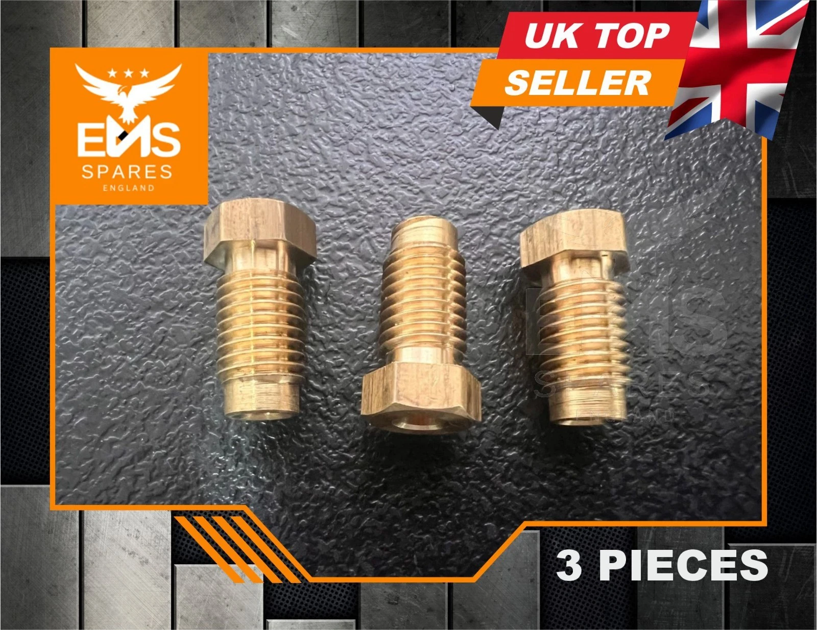 EMS-A3 3/8" BSF male brass brake pipe union for 3/16" pipe - 3 Unions