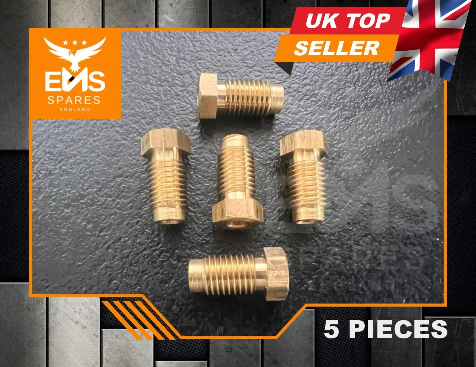 EMS-A3 3/8" BSF male brass brake pipe union for 3/16" pipe - 5 Unions