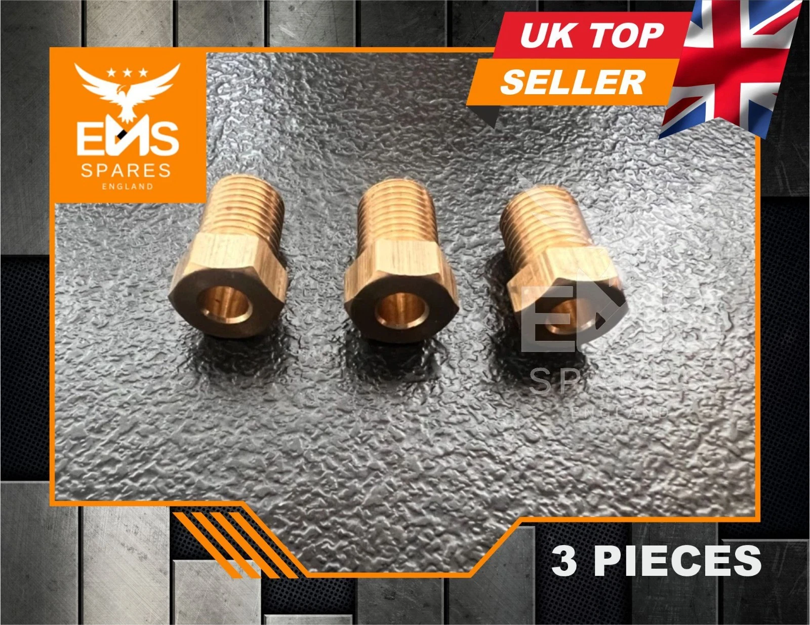 EMS-A1B 3/8" UNF x 24 male short no-lead brass brake pipe union for 3/16" pipe