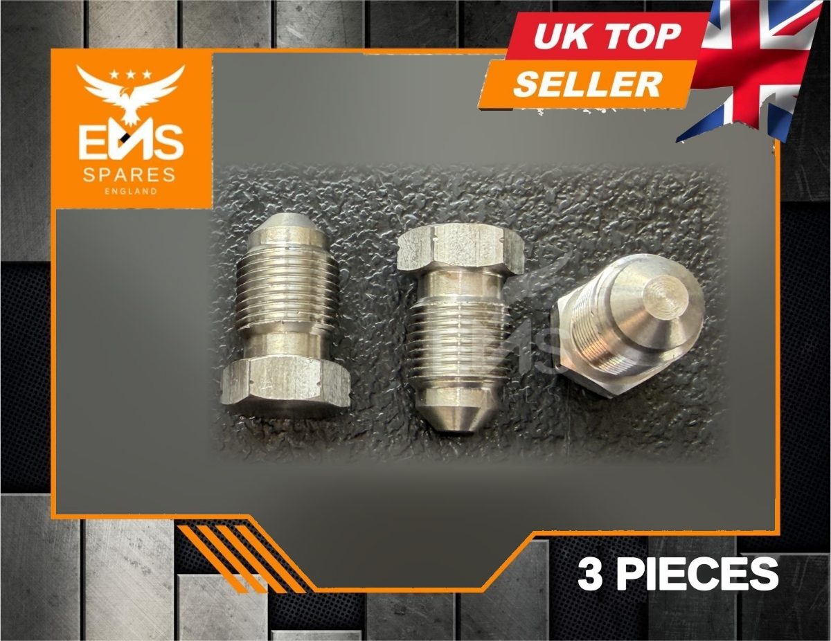 Stainless steel M12 x 1mm male brake blanking plug undrilled - 3 pieces EMS-A9BSS