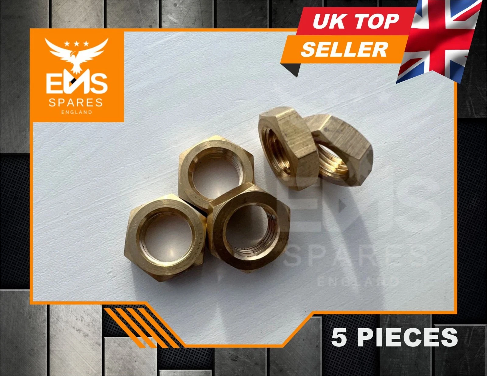 EMS-ALNB2 M10 x 1 brass half lock nut for brake fittings - 5