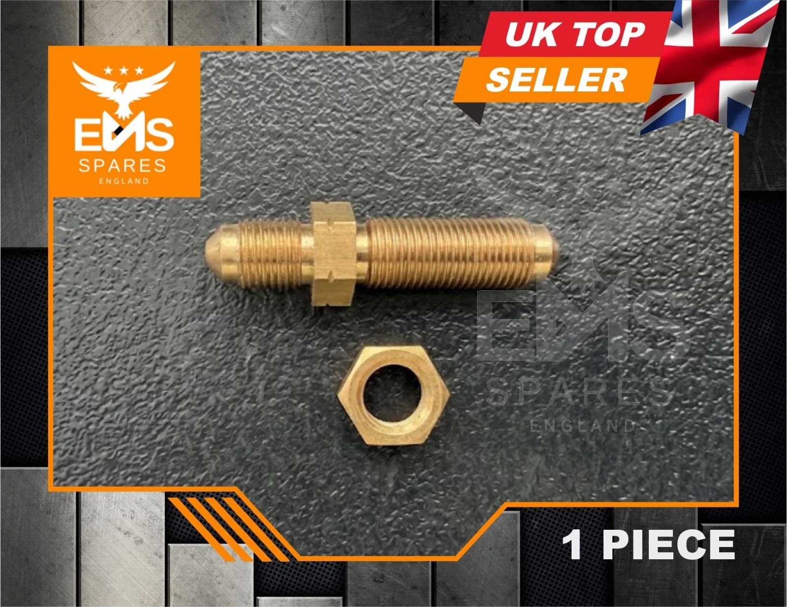 EMS-A106 M10 x 1mm brass bulkhead brake union with lock nut - 1 Union