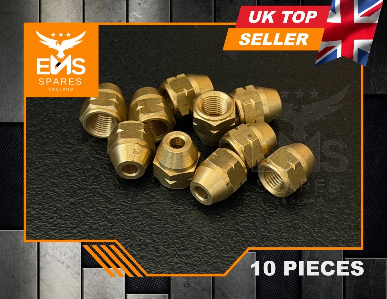 EMS-A2A M10 x 1mm female brass brake pipe union for 3/16" pipe - 10 Unions