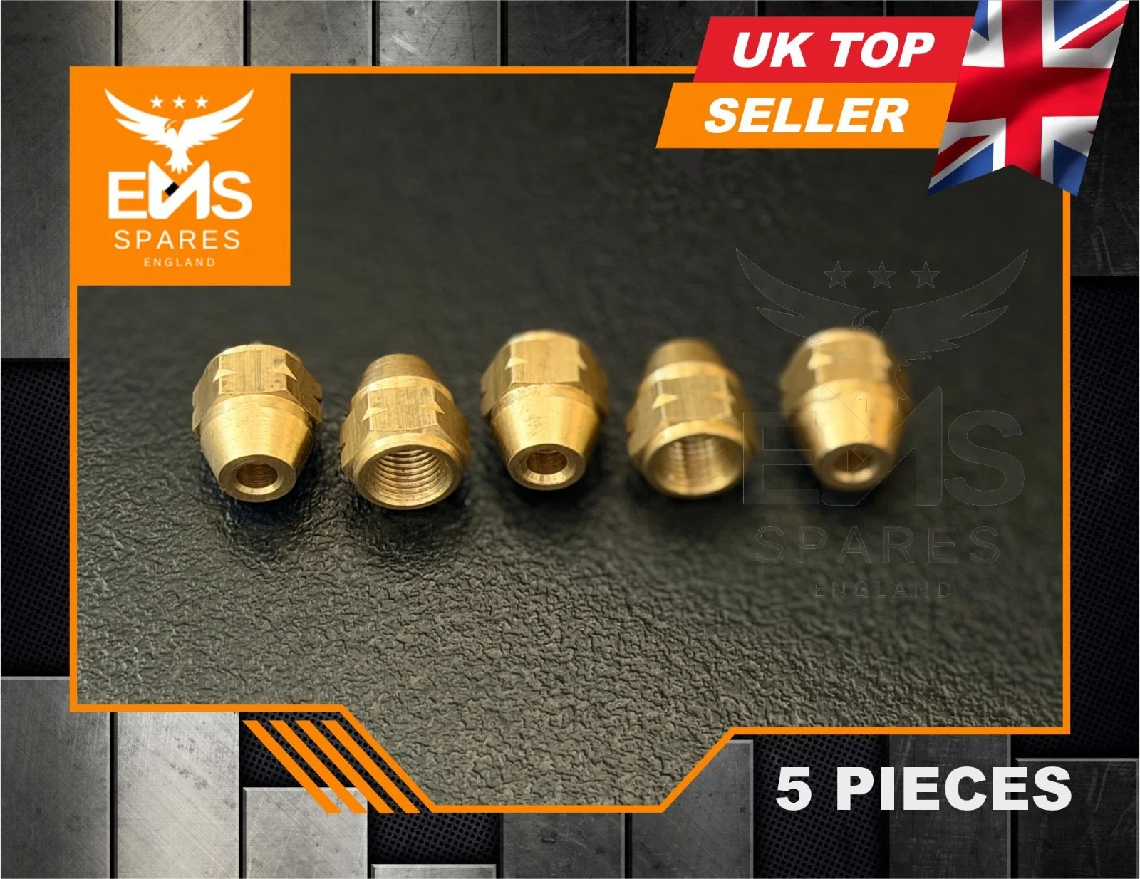 EMS-A2A M10 x 1mm female brass brake pipe union for 3/16" pipe - 5 Unions