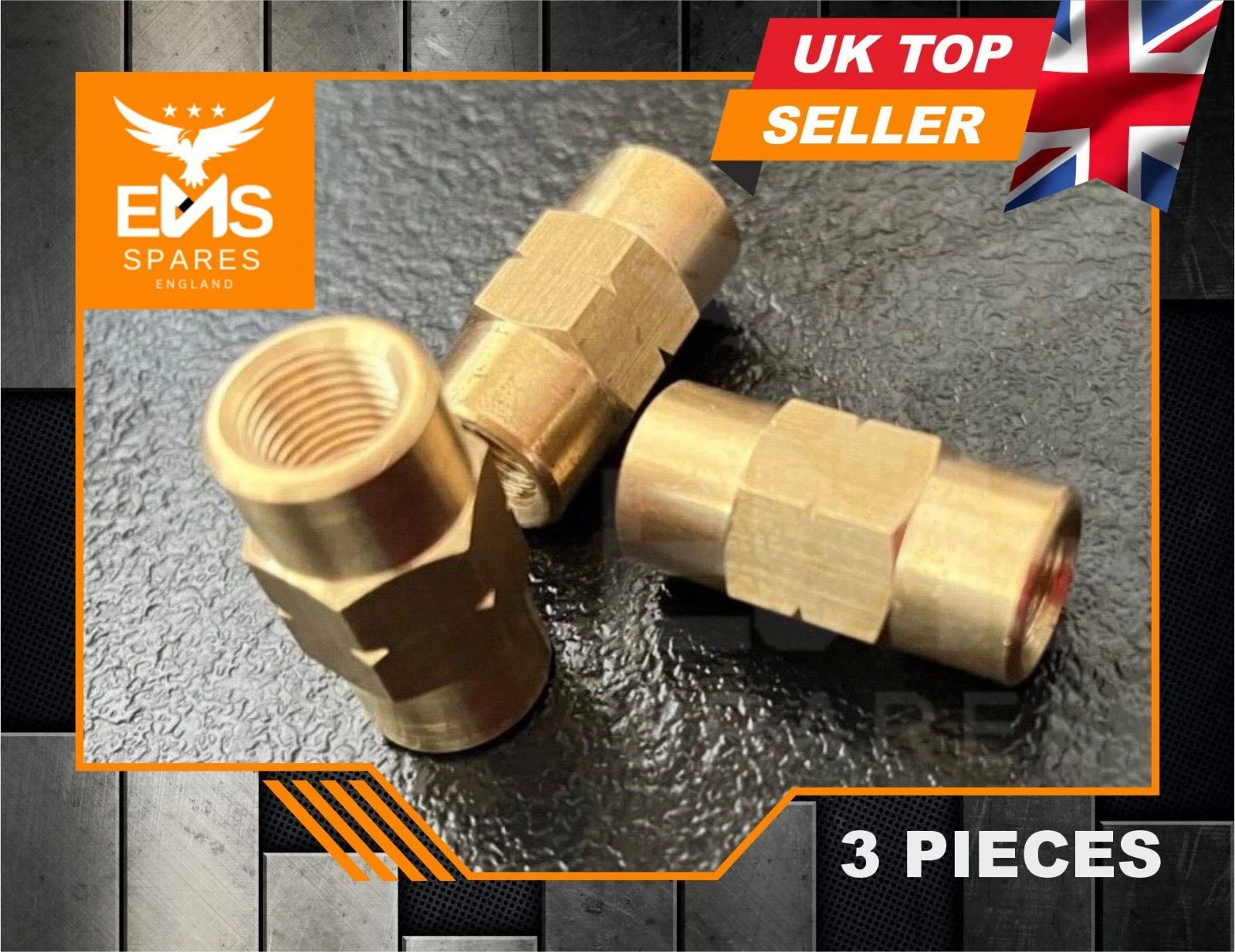 EMS-A21 M10 x 1mm female to female inline brass brake pipe joiner - 3 Joiners