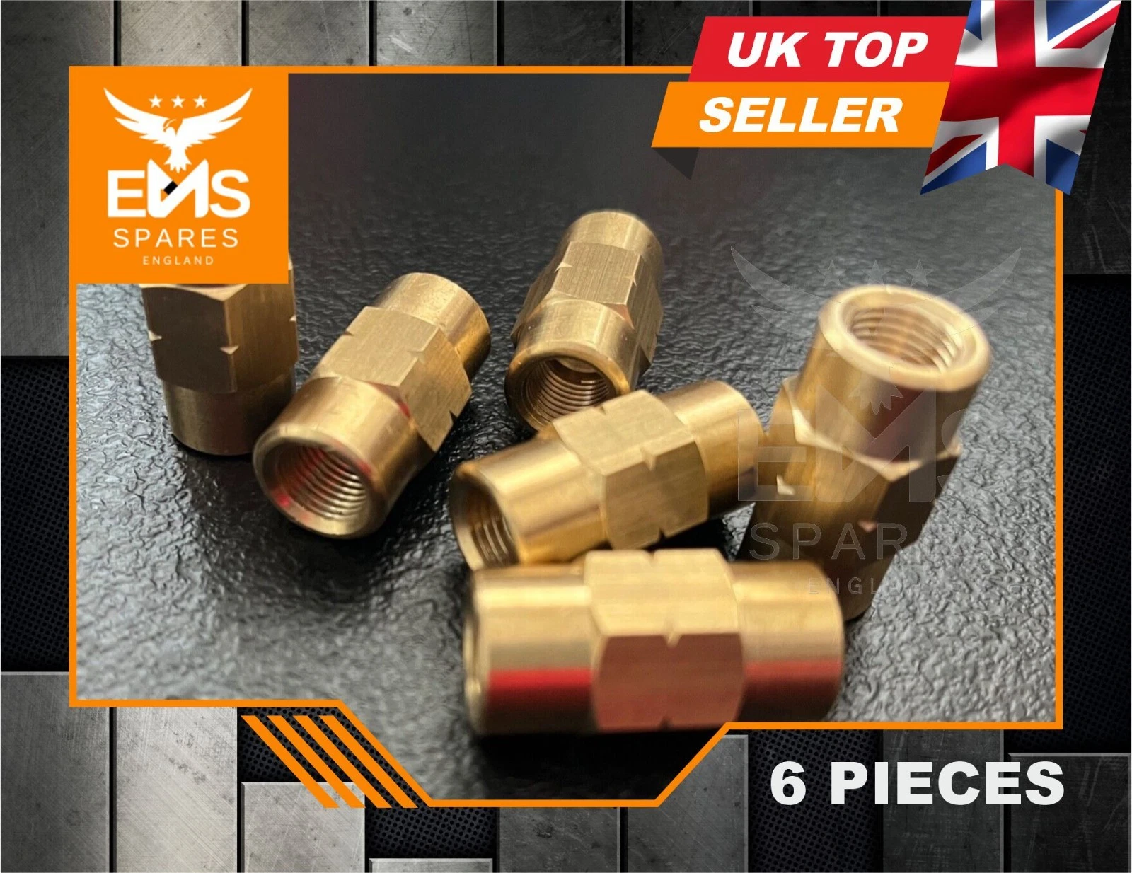 EMS-A21 M10 x 1mm female to female inline brass brake pipe joiner - 6 Joiners