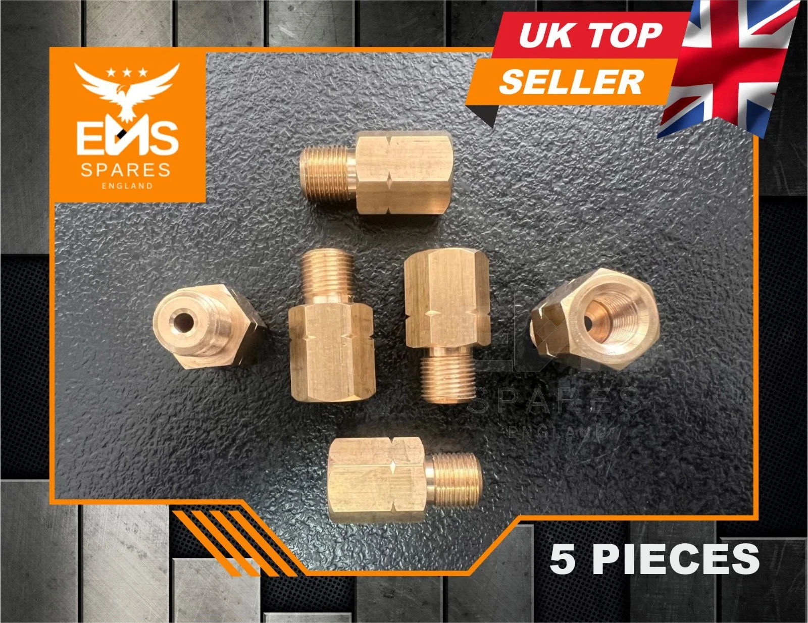 EMS-A103 M10 x 1mm female to M12 x 1mm male brass brake adaptor - 5 Adaptors