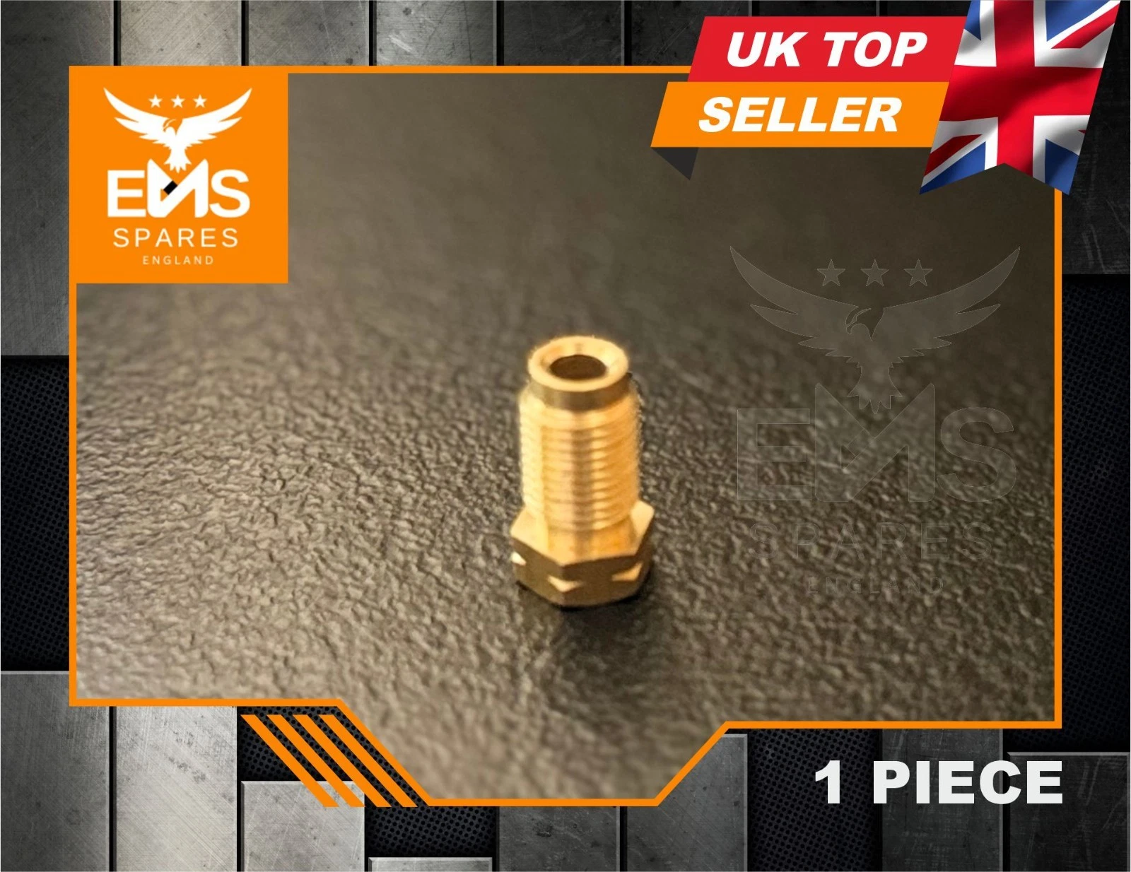 EMS-A2 M10 x 1mm male long brass brake pipe union for 3/16" pipe - 1 Union