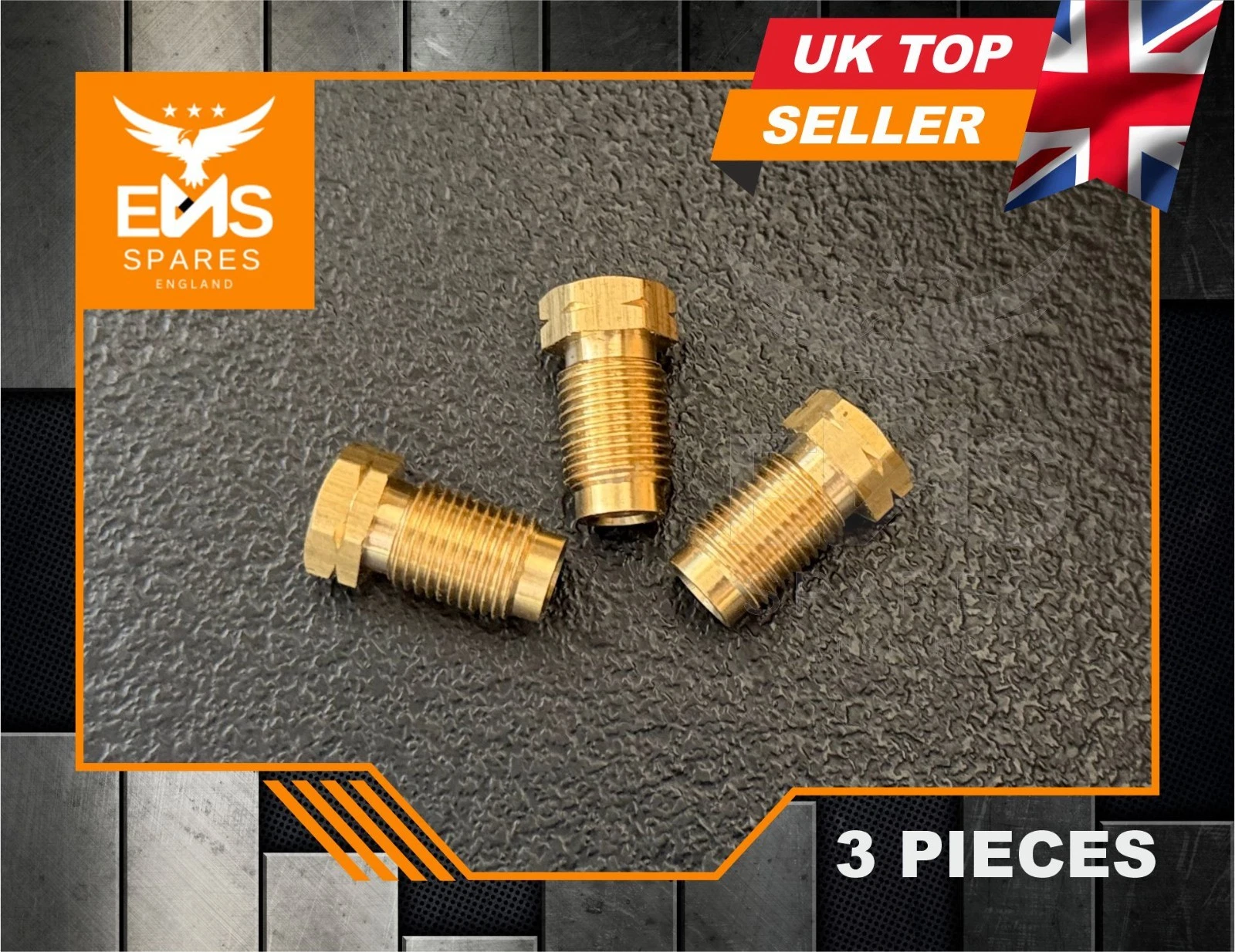 EMS-A2 M10 x 1mm male long brass brake pipe union for 3/16" pipe - 3 Unions