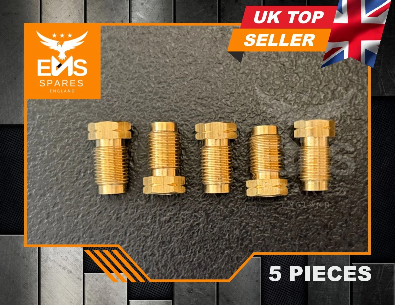 EMS-A2 M10 x 1mm male long brass brake pipe union for 3/16" pipe - 5 Unions