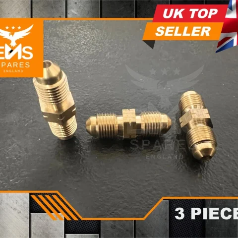 EMS-A22 M10 x 1mm male to male inline brass brake pipe connector - 3 Connectors