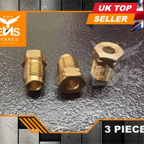 EMS-A2s M10 x 1mm male short brass brake pipe union for 3/16" pipe - 3 Unions