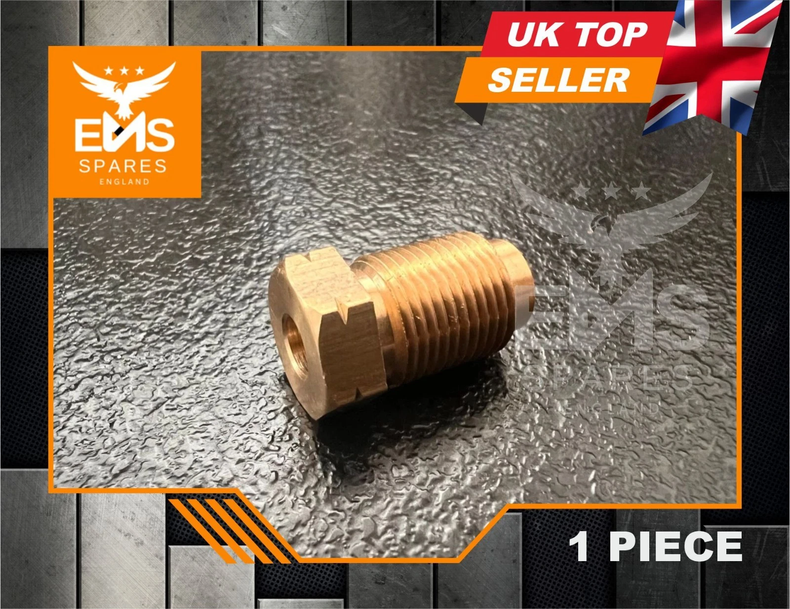 EMS-A9 M12 x 1mm male brass brake pipe union for 3/16" pipe - 1 Union