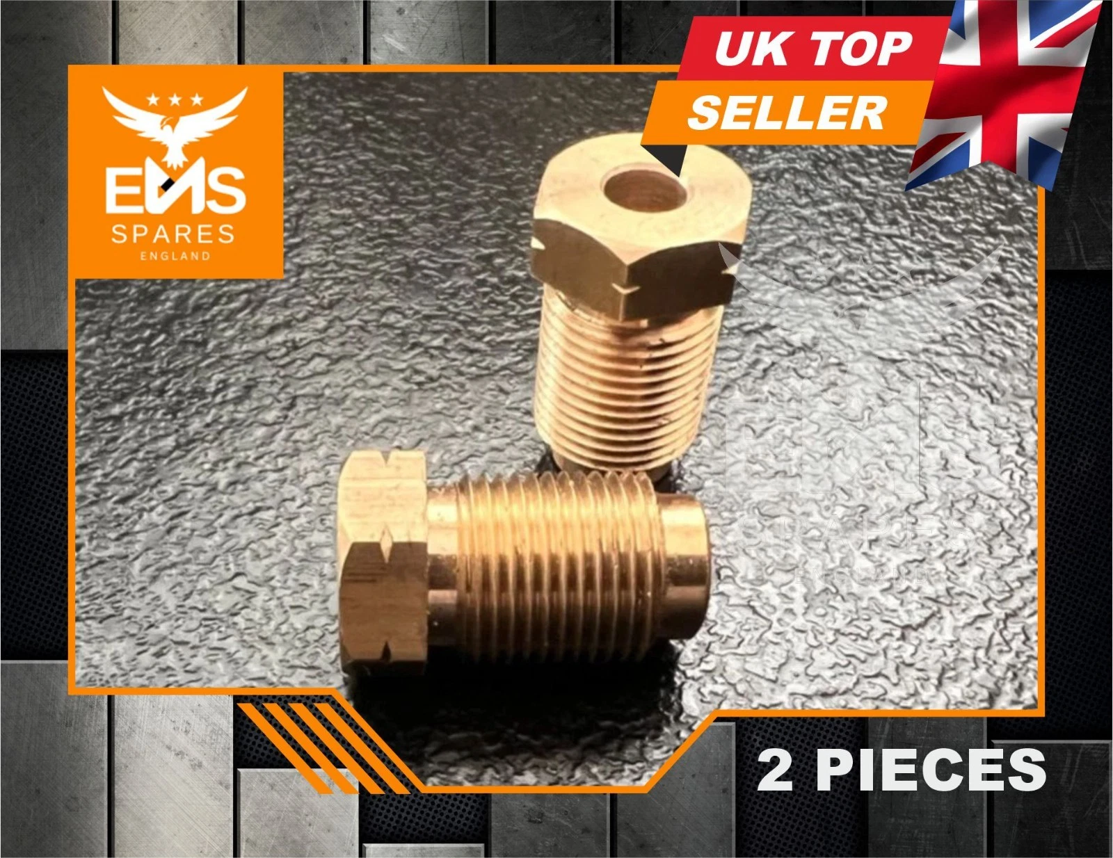EMS-A9 M12 x 1mm male brass brake pipe union for 3/16" pipe - 2 Unions