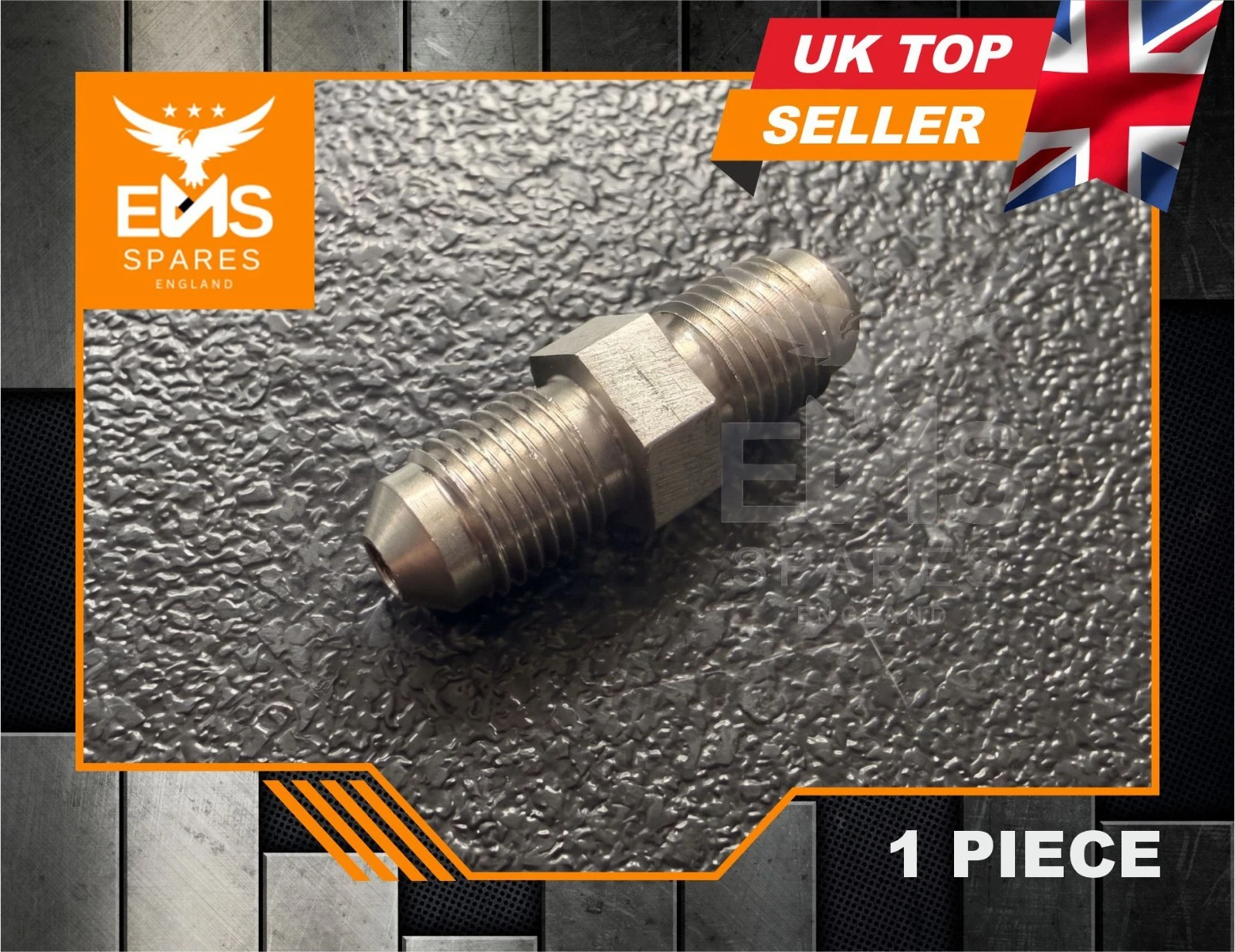 EMS-A23SS stainless steel 3/8" UNF male to male inline brake pipe connector - 1 Connector
