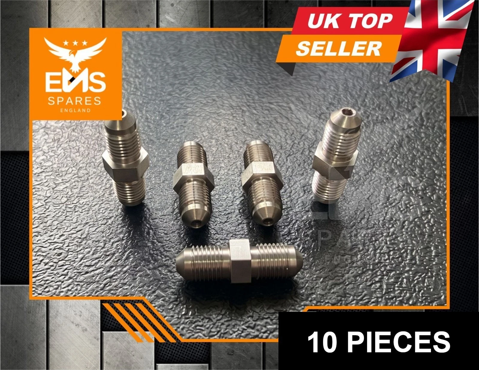 EMS-A23SS stainless steel 3/8" UNF male to male inline brake pipe connector - 10 Connectors