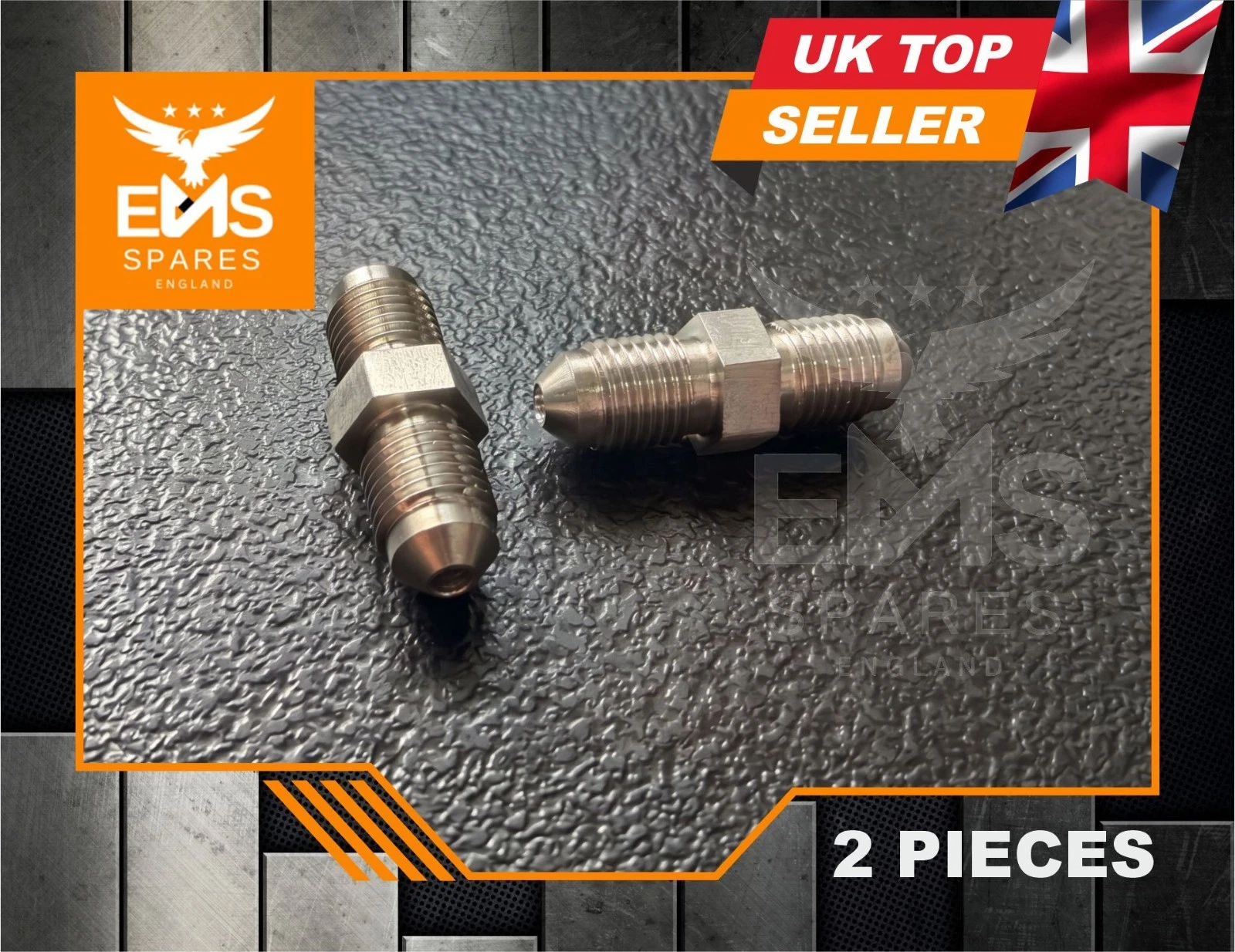 EMS-A23SS stainless steel 3/8" UNF male to male inline brake pipe connector - 2 Connectors