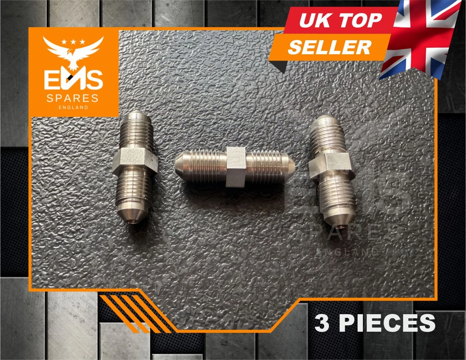 EMS-A23SS stainless steel 3/8" UNF male to male inline brake pipe connector - 3 Connectors