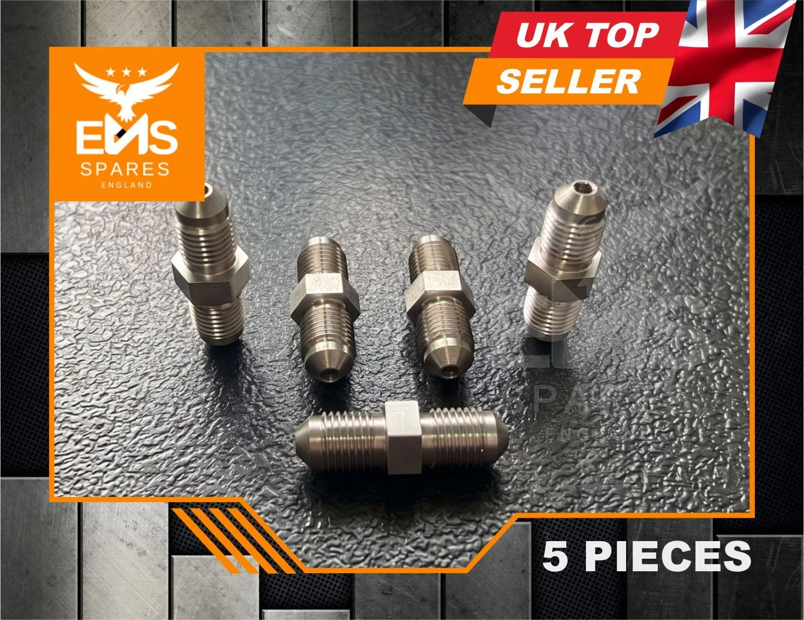 EMS-A23SS stainless steel 3/8" UNF male to male inline brake pipe connector - 5 Connectors