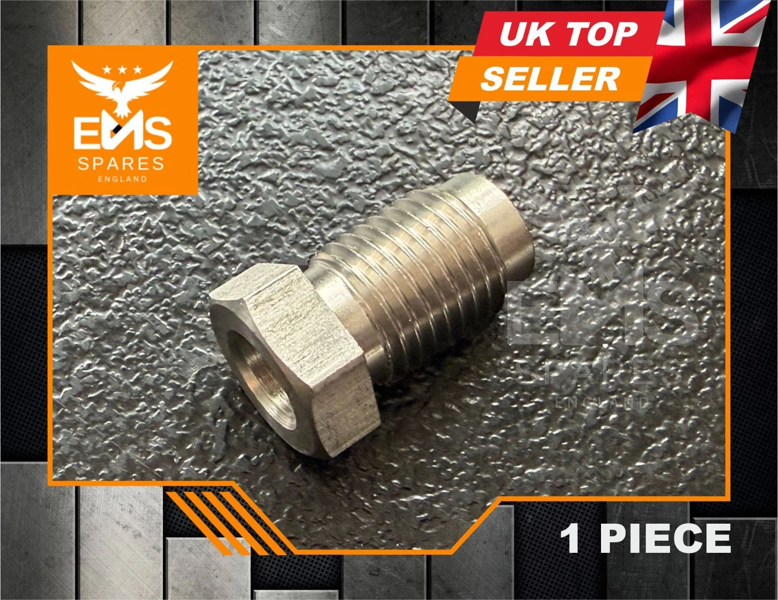 EMS-A14SS stainless steel 7/16" UNF male brake pipe union for 1/4" pipe - 1 Union