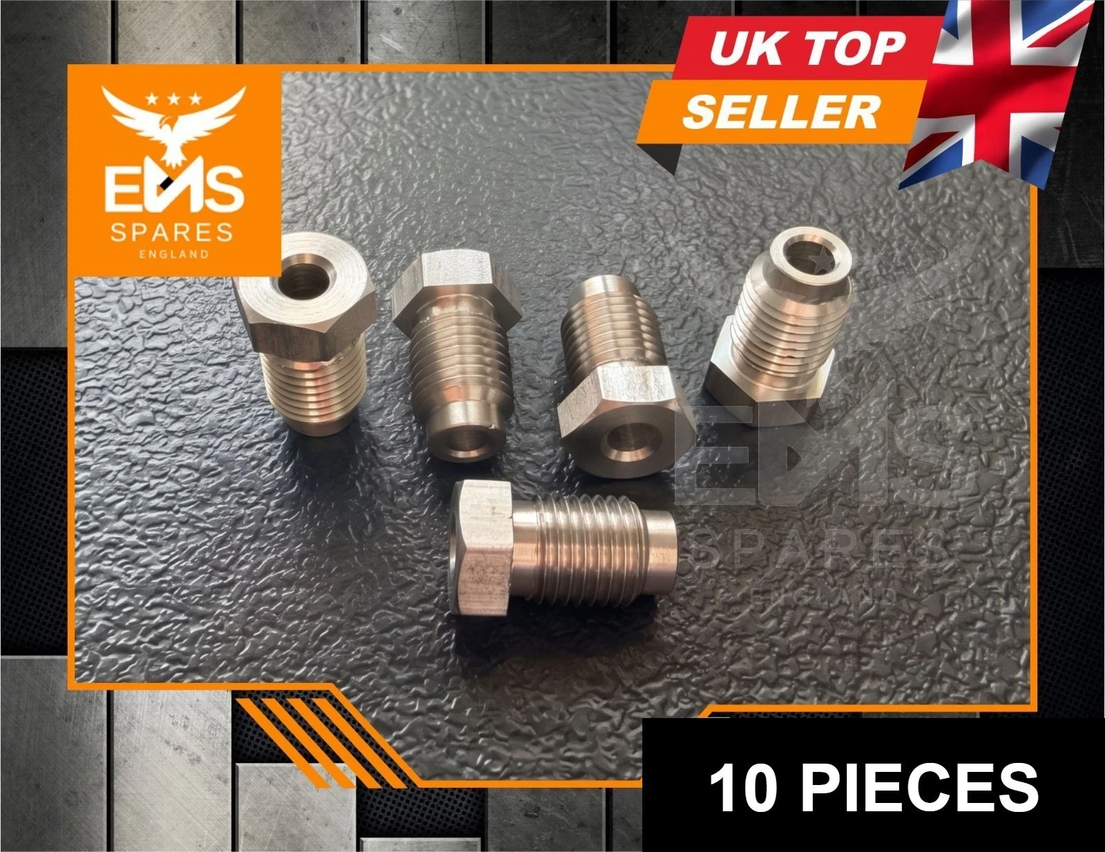 EMS-A7SS stainless steel 7/16" UNF male brake pipe union for 3/16" pipe - 10 Unions