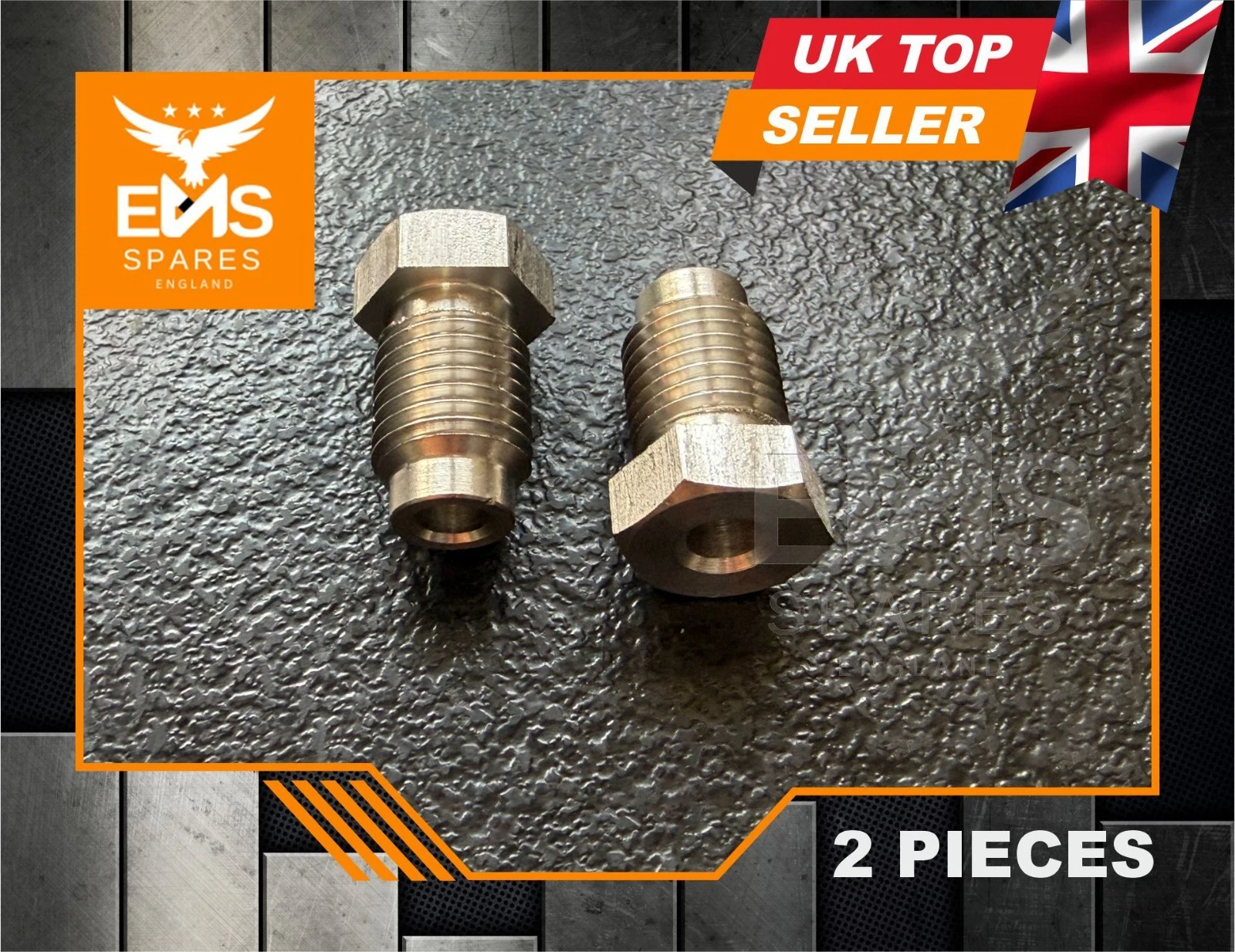 EMS-A7SS stainless steel 7/16" UNF male brake pipe union for 3/16" pipe - 2 Unions