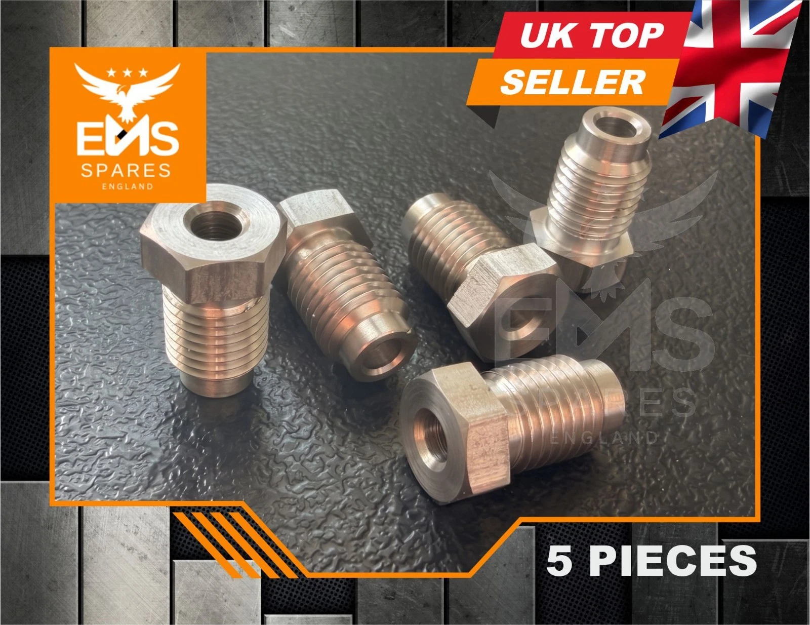 EMS-A7SS stainless steel 7/16" UNF male brake pipe union for 3/16" pipe - 5 Unions