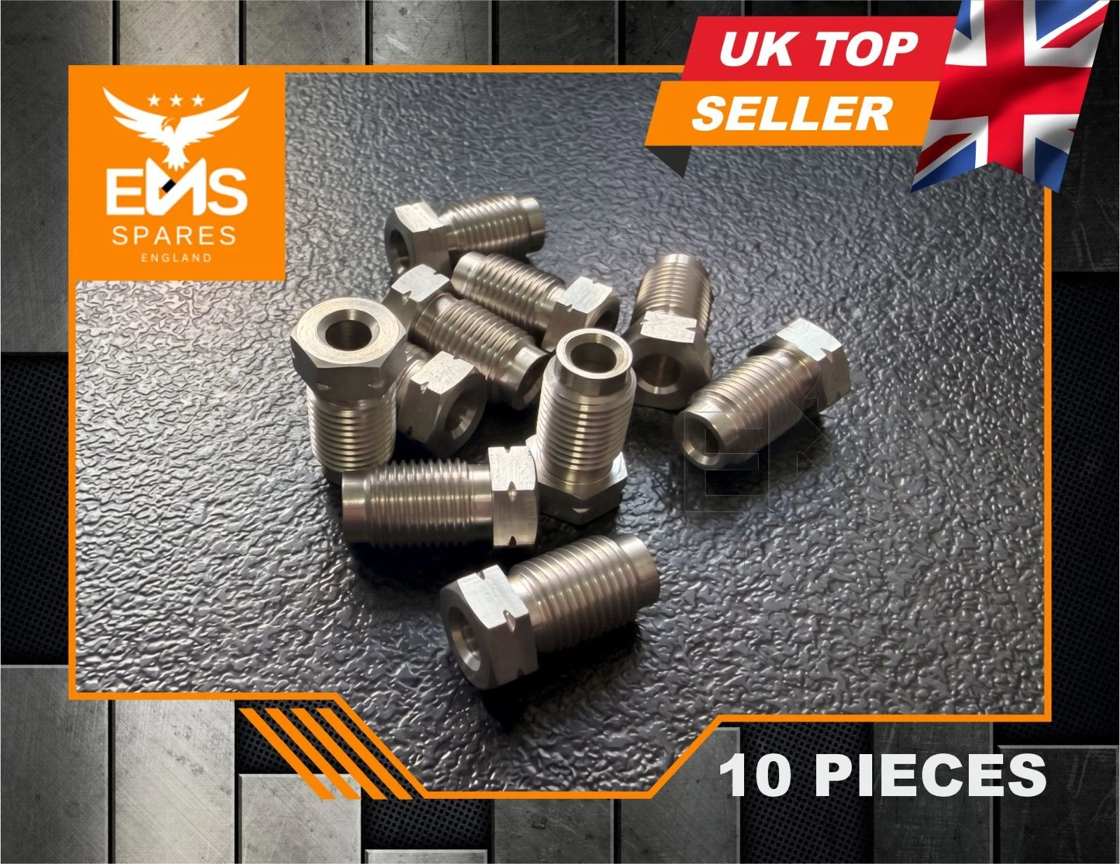 EMS-A2SS stainless steel M10 x 1mm male long brake pipe union for 3/16" pipe - 10 Unions