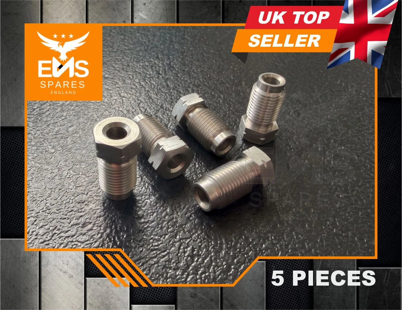 EMS-A2SS stainless steel M10 x 1mm male long brake pipe union for 3/16" pipe - 5 Unions