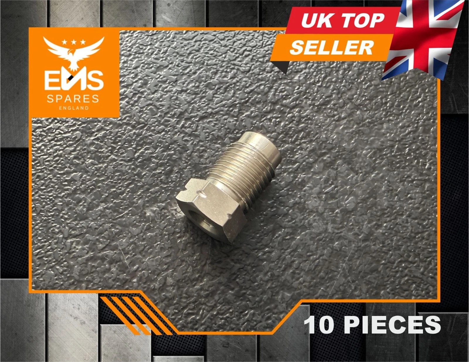 EMS-A2sSS stainless steel M10 x 1mm male short brake pipe union for 3/16" pipe - 10 Unions