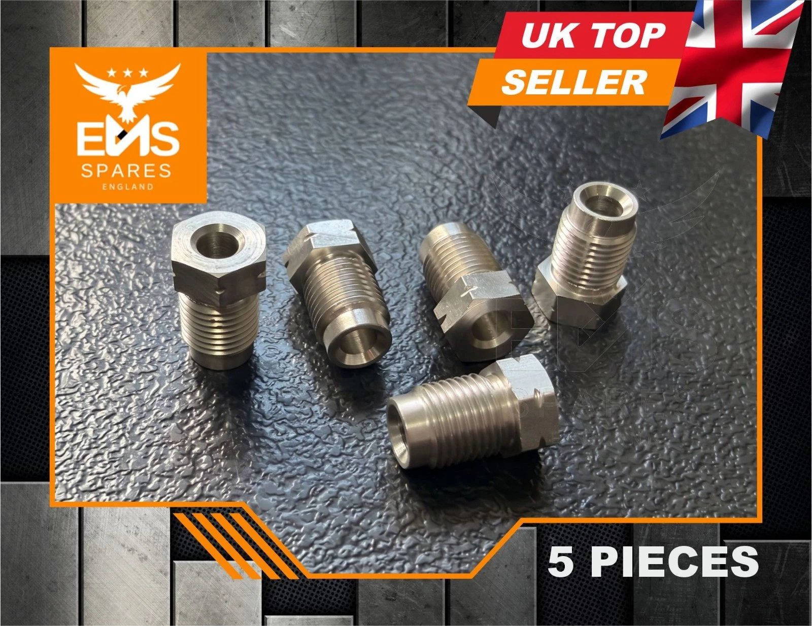 EMS-A2sSS stainless steel M10 x 1mm male short brake pipe union for 3/16" pipe - 5 Unions