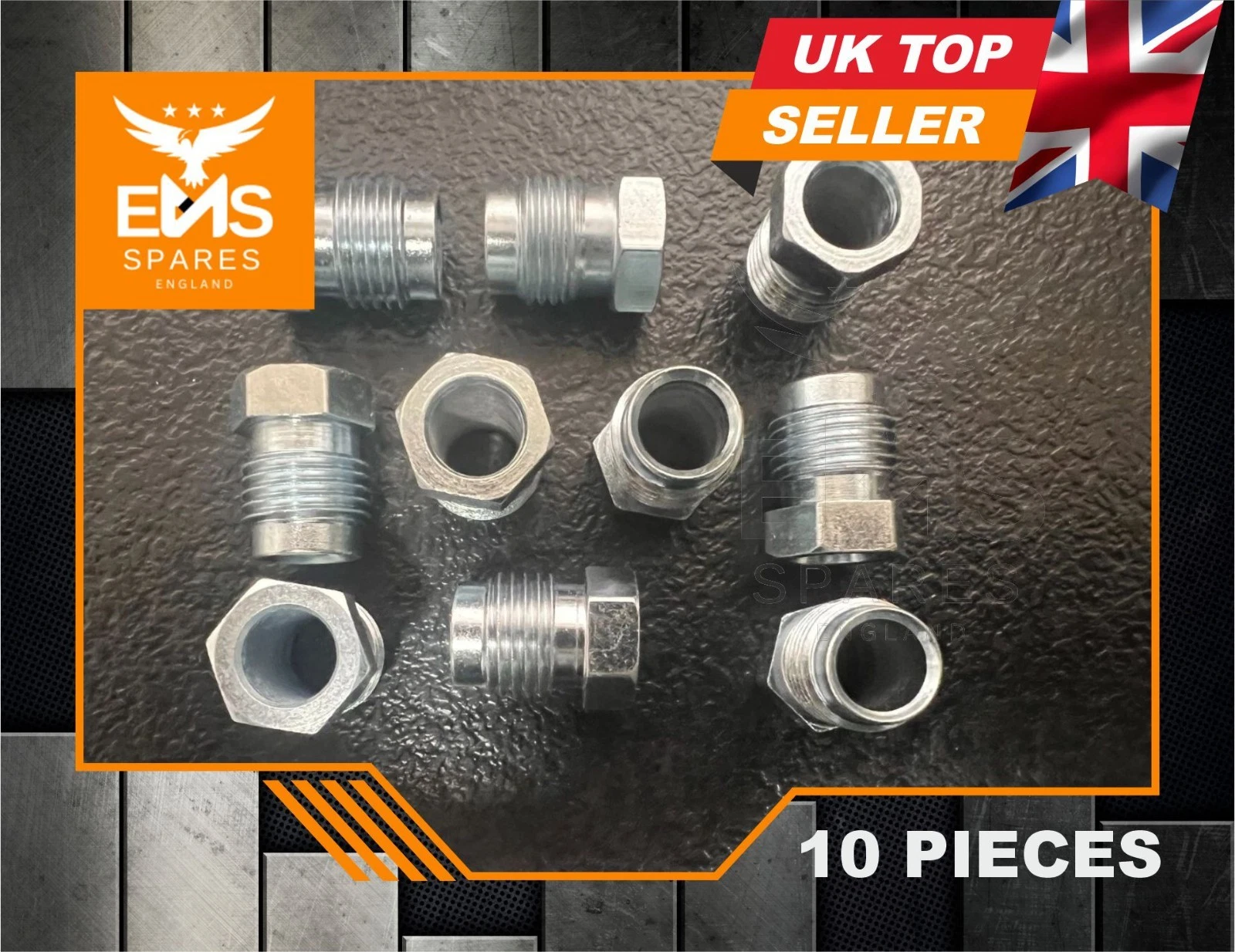 EMS-A24S 1/2" UNF male steel pipe union for 5/16" pipe - 10 Unions